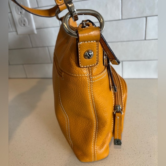 Sophia Caperelli Genuine Leather Satchel Crossbody Bag Purse Camel EUC - Picture 5 of 10